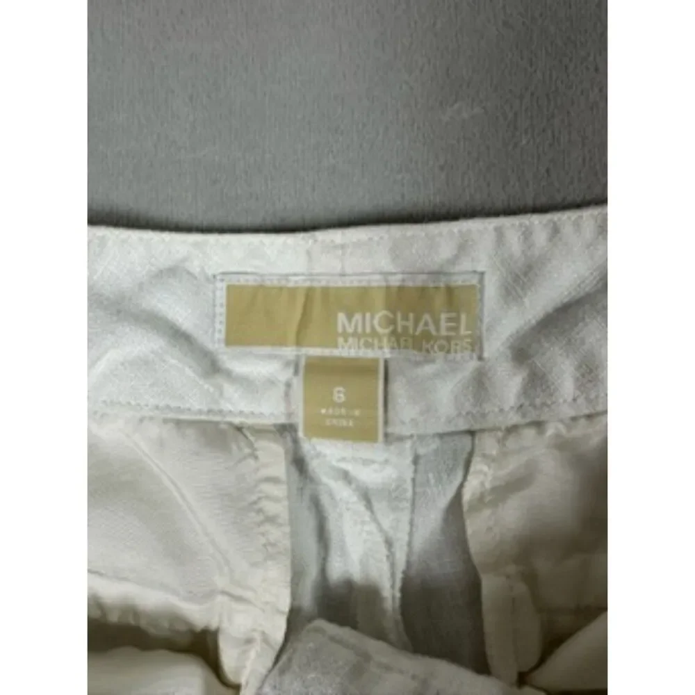 Michael Kors White Linen Pants‎ With Belt Size 6